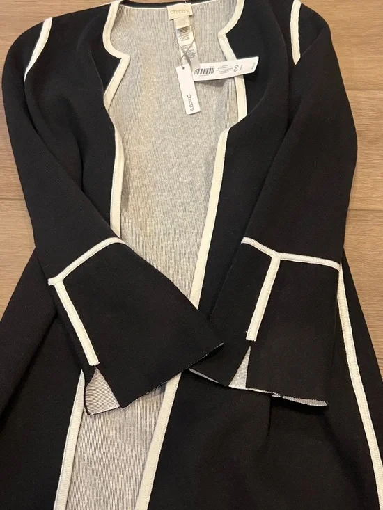 Chico's US Size 2 Black Gray Reversible Cardigan Sweater Chico’s Size 00 XS - Picture 7 of 12